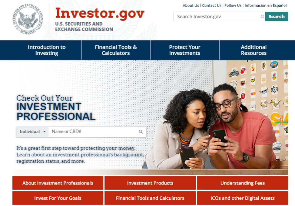 Preview of the Investor.gov website